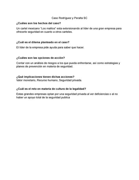 Caso Rodriguez Y Peralta Caso Rodríguez Y Peralta Sc ¿cuáles Son Los