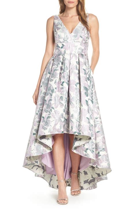 Eliza J Floral Jacquard High Low Evening Dress Nordstrom