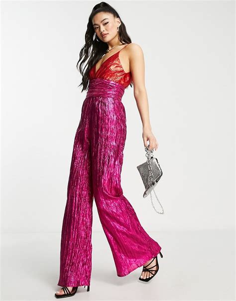 Sequin Jumpsuit Pink Jumpsuit Jumpsuit With Sleeves Playsuit