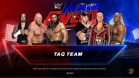 WWE 2K23 Brock Lesnar Roman Reigns And Solo Sikoa Vs Cody Rhodes John