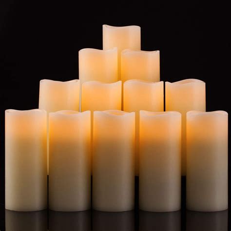 Enpornk Set Of 12 Flameless Candles Battery Operated Led Pillar Real