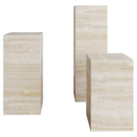 Mm Nude Travertine Toile Pedestal By The Essentialist For Sale At