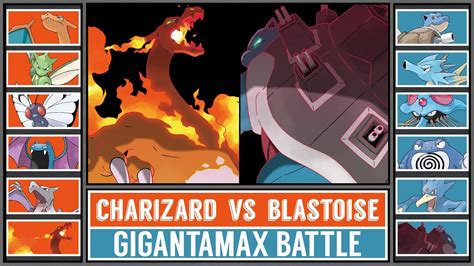 GMAX BLASTOISE vs GMAX CHARIZARD Gigantamax Starter Pokémon Battle