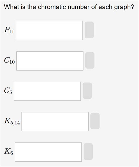 Solved What is the chromatic number of each graph? | Chegg.com