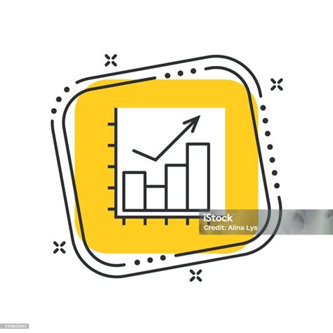 만화 다이어그램 성장 아이콘 벡터 일러스트 레이 션입니다 고립된 노란색 사각형 배경에 있는 분석 아이콘입니다 통계 기호