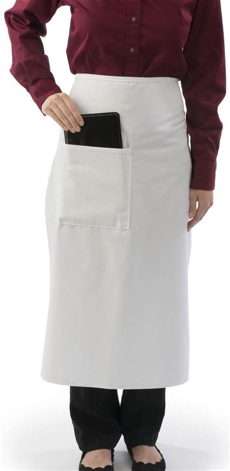 31 Long Waist Apron Full Length Waist Ties 1 Pocket White Bistro Apron Waitstaff