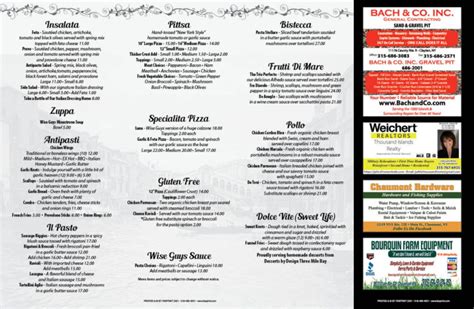 Wise Guys Pizza Pasta Fasprint Menus