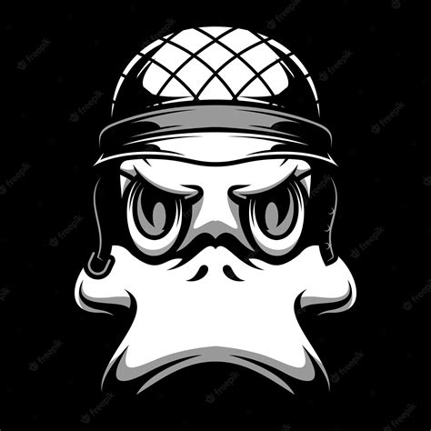 Premium Vector Duck Soldier Black And White Mascot Design