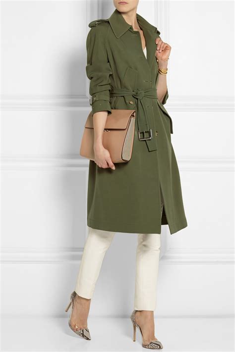 Michael Kors Wool Gabardine Trench Coat In Green Lyst