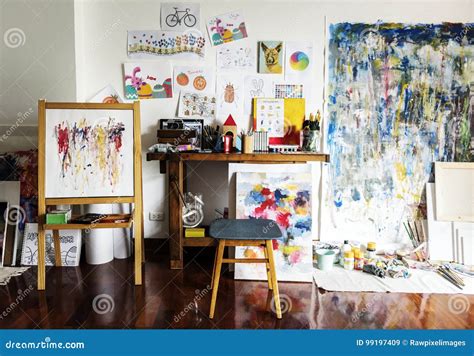 Artist Artworks In The Workplace Hobby Pastime Stock Image Image Of