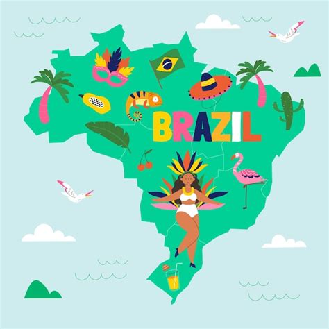 Ilustración De Mapa De Brasil De Diseño Plano Vector Gratis