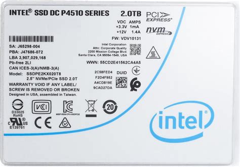 Intel - SSDPE2KX020T801 - Intel DC P4510 2 TB Solid State Drive - 2.5 ...