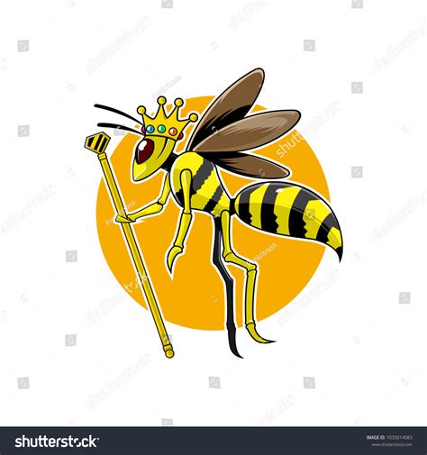 Bee Queen Holding Scepter While Flying Stock Vector Royalty Free