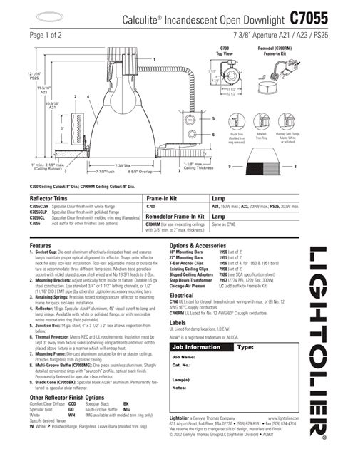 Fillable Online Calculite Incandescent Open Downlight Fax Email Print