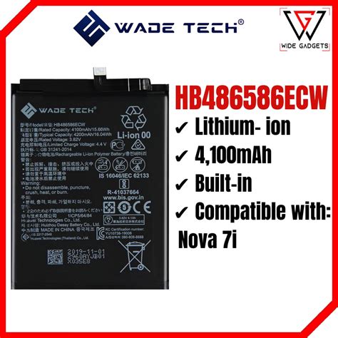 Wade Tech Hb486586ecw Battery For Nova 7i 4100mah Shopee Philippines