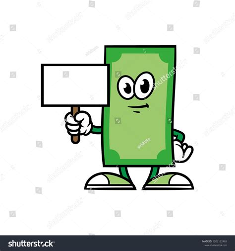 Cartoon Money Character Blank Sign Stock Vector (Royalty Free ...