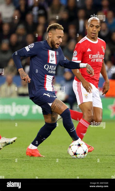 Neymar Jr Of PSG Joao Mario Of Benfica During The UEFA Champions