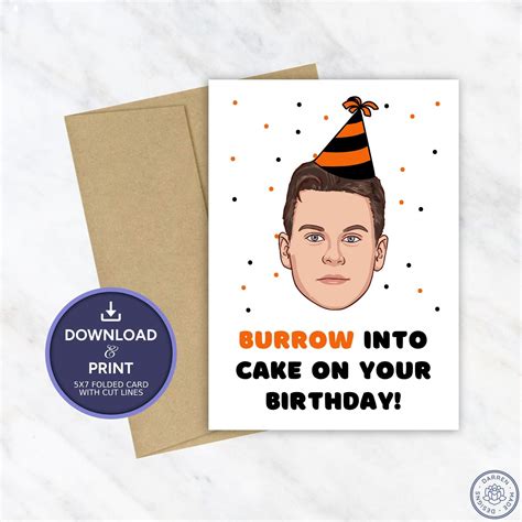 Joe Burrow Birthday Card Printable Birthday Card Cincinnati Bengals ...