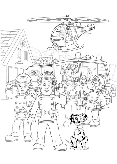 Fireman Sam And All Fontypandy Fire Station Officer Coloring Page