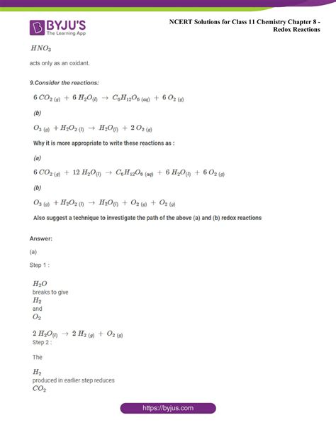 Ncert Solutions For Class 11 Chemistry Chapter 8 Redox Reactions