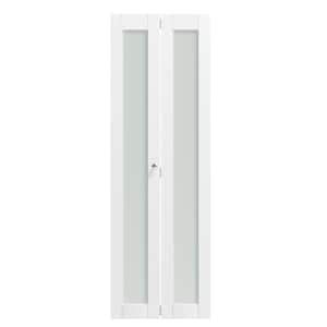 TENONER 24 In X 80 In Frosted Glass Solid Core White Single Lite MDF