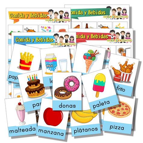 Spanish Food and Drinks Bingo Printable Lotería Comida Y Bebidas En