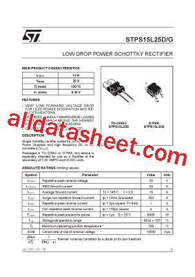 Stps L G Tr Datasheet Pdf Stmicroelectronics