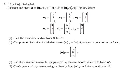 Consider The Bases B U U U And B U Chegg