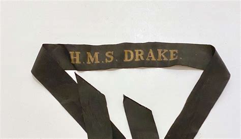 HMS Drake Royal Navy Other Rank’s Cap Tally Badge