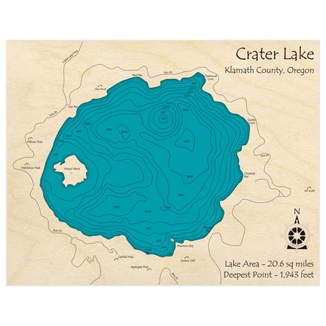 Crater Lake 3d Custom Wood Map Lake Art Llc