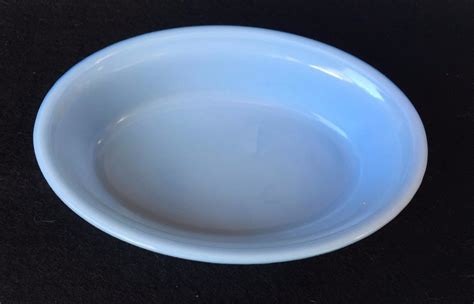 Rare Vintage Mckee Glasbake Delphite Blue Milk Glass Oval Baker Nr