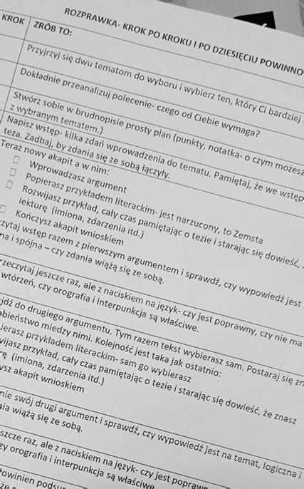 ROZPRAWKA W TRZYNASTU KROKACH INSTRUKCJA DO SAMODZIELNEJ PRACY UCZNIA