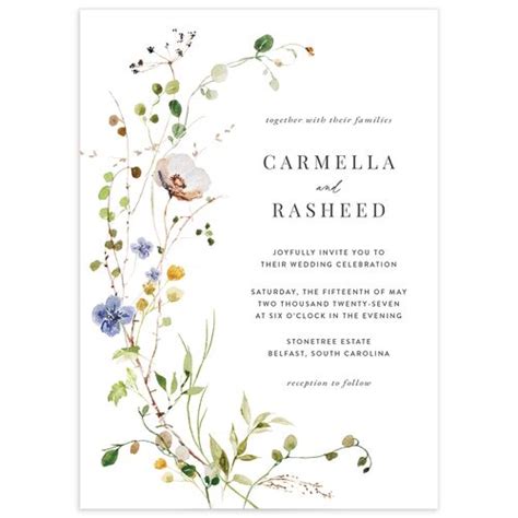 Delicate Wildflower All-in-One Wedding Invitations