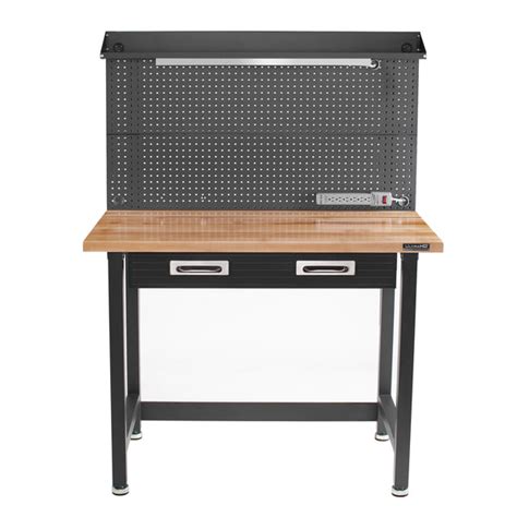 Ultrahd® Lighted Workcenter W Wood Top And Pegboard Graphite Seville Classics