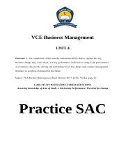 Unit 4 AOS 1 Practice SAC Answers Docx VCE Business Management UNIT 4