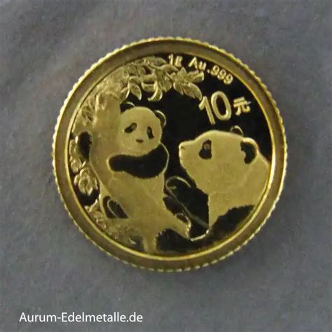 China Panda 10 Yuan 1g Goldmünze 2021 Aurum Goldshop