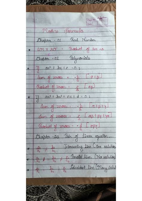 Solution Class 10th Chapter Wise Maths Formula Studypool