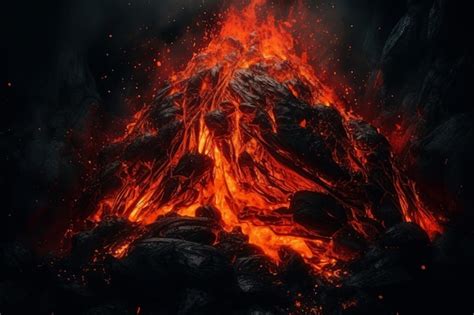 Premium Ai Image A Fire Burns In A Dark Background