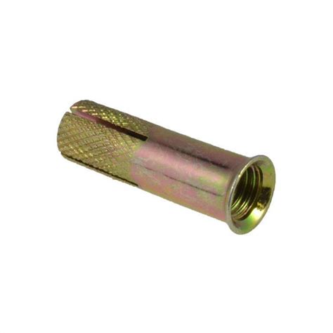 Qty 1 Drop In Anchor M6 6mm X 25mm Zinc Yellow LIP KNURLED Body