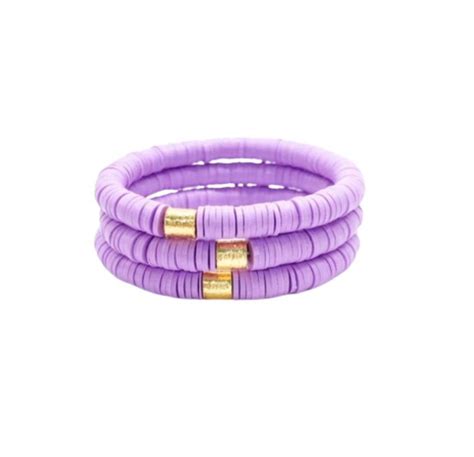 Bracelet Empilable Lavande Bracelet Disque Dargile Violet Clair