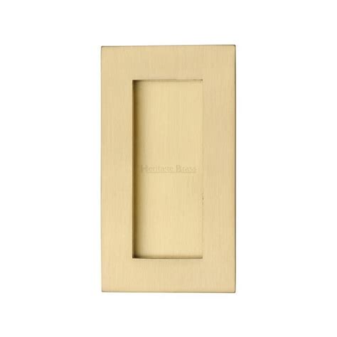 Rectangular Flush Pull In Satin Brass C1855 Sb At Simply Door Handles C1855 Sb