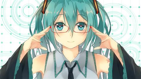 Wallpaper Vocaloid Hatsune Miku Glasses Hair Ornament Blue Hair Long Hair Blue Eyes