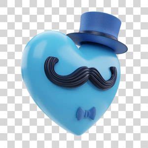 Elemento 3D Coração Bigode PNG Transparente download Designi