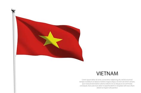 Bandera Nacional De Vietnam Aislada Ondeando Sobre Un Fondo Blanco