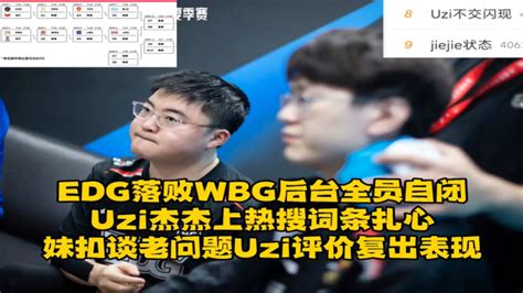 Edg落败wbg后台画面全员自闭，uzi杰杰登上热搜，妹扣谈老问题uzi评价复出表现 腾讯视频}