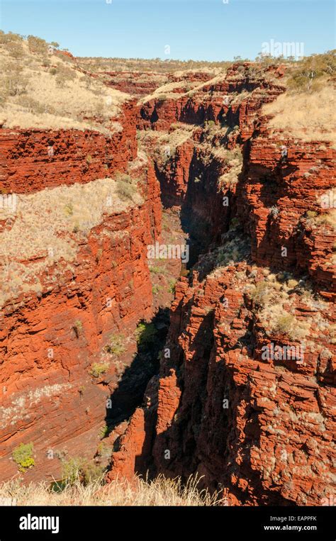 Wittenoom Gorge from Oxer Lookout, Karijini NP, WA, Australia Stock ...