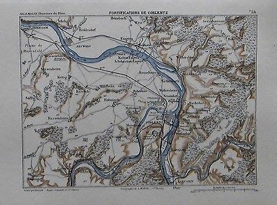 Original Mappa Militare Marga Fortificazions De Coblentz