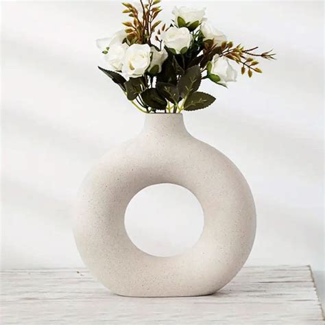 White Ceramic Vases Modern Home Decor Round Matte Boho Vase Temu Ireland