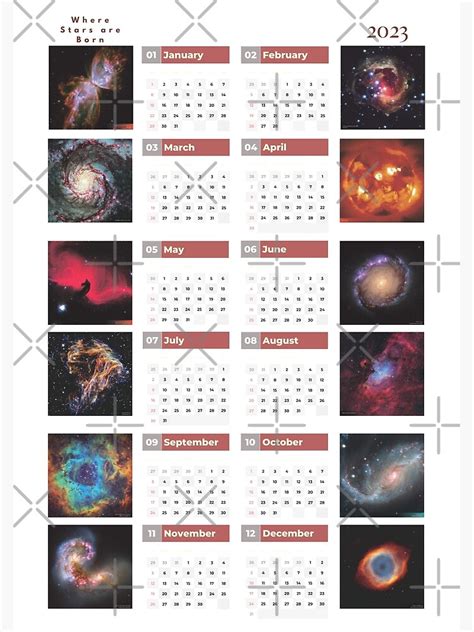 "Cosmos calendar 2023 ,One Page Wall Calendar 2023 , universe calendar 2023 , Calendar printable ...