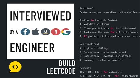 System Design Interview With An Amazon Engineer Build Leetcode Youtube